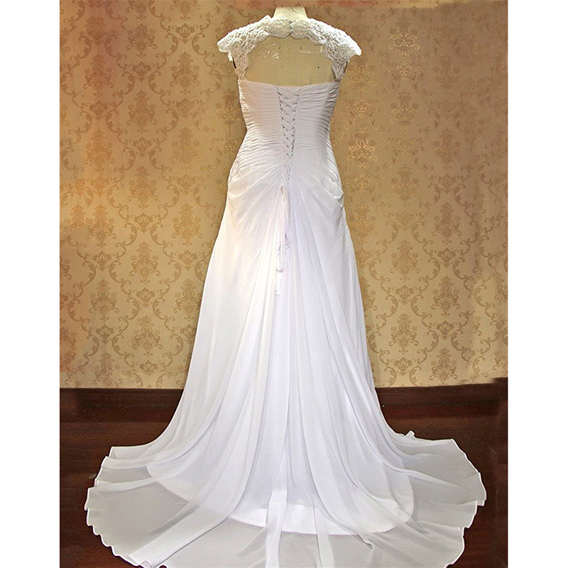 Wedding dress ivory white deep v-neck lace trailing main wedding dress(Processing time need 3-6 days)