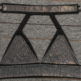 Sexy diamond-encrusted deep V-wrapped chest strap two-piece skirt set