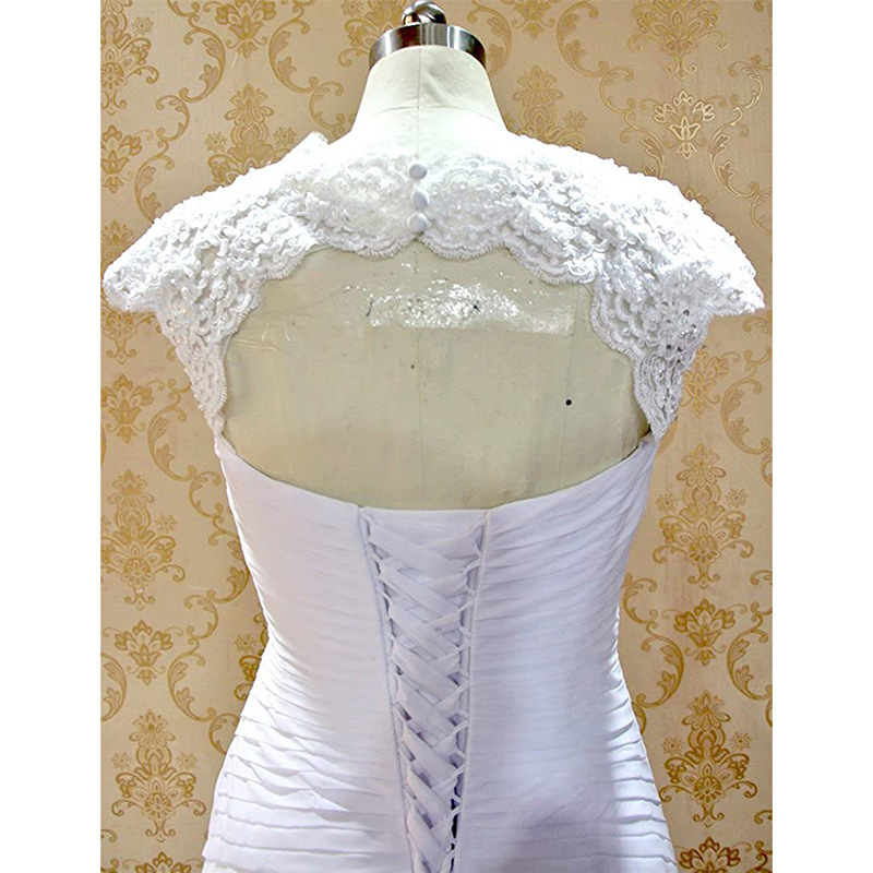 Wedding dress ivory white deep v-neck lace trailing main wedding dress(Processing time need 3-6 days)