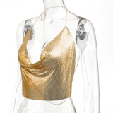 Women Sexy Sequin Backless Halter Neck Top