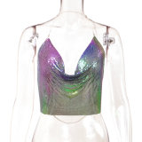 Women Sexy Sequin Backless Halter Neck Top