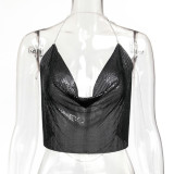 Women Sexy Sequin Backless Halter Neck Top
