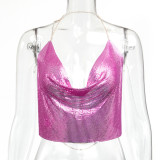 Women Sexy Sequin Backless Halter Neck Top
