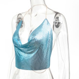 Women Sexy Sequin Backless Halter Neck Top