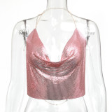 Women Sexy Sequin Backless Halter Neck Top