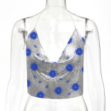 Women Sexy Sequin Backless Halter Neck Top
