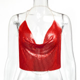 Women Sexy Sequin Backless Halter Neck Top