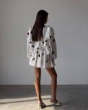 Women Ruffle Strawberry Print Long Sleeve Top and Skirt Two-Piece Set