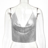 Women Sexy Sequin Backless Halter Neck Top