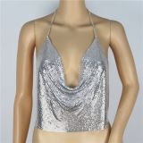 Women Sexy Sequin Backless Halter Neck Top