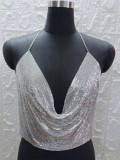 Women Sexy Sequin Backless Halter Neck Top