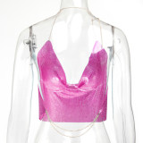 Women Sexy Sequin Backless Halter Neck Top