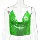 Women Sexy Sequin Backless Halter Neck Top