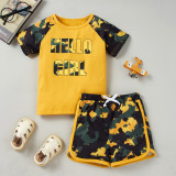 Summer Yellow Children's Clothes Children's Clothing Short-Sleeved T-Shirt Shorts Two Piece Set