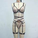 Sexy Women's See-Through Solid Color Sexy Bra Lingerie Set