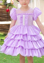 Girls Organza Puff Sleeve Cake Dress Children's Performance Birthday Fluffy Princess Dress Girls Organza Puff Sleeve Cake Dress Children's Performance Birthday Fluffy Princess Dress