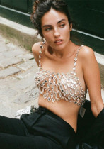 Summer Nightclub Sexy Jewel Strap Hollow Camisole Top