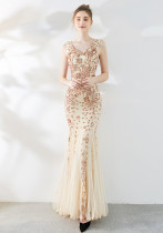 Elegant Long Sequins Plus Size Beauty Formal Party Evening Dress