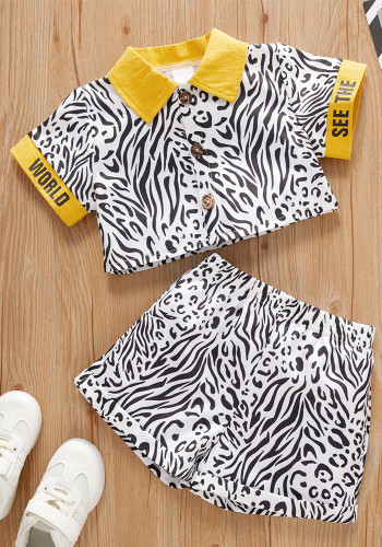 Children's Suit Summer White Short-Sleeved Shirt Shorts Clothes Girls Set Children's Clothes Two Piece Set