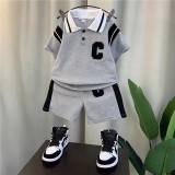 Trendy Kids Short Sleeve Turndown Collar Shirt Shorts Boy Fashionable Summer Suits