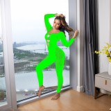 Sexy Siamese Beaded Leopard Net Sexy Tight Fitting Long-Sleeved Jumpsuit