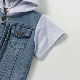 Summer Boys Single Breasted Hooded Short Sleeve Denim Jacket