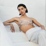 Summer Nightclub Sexy Jewel Strap Hollow Camisole Top