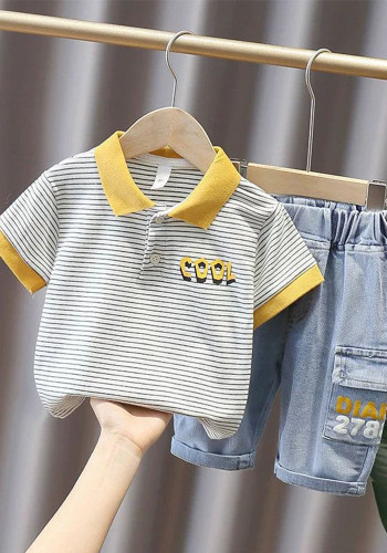 Trendy Kids Short Sleeve Turndown Collar Shirt Shorts Boy Fashionable Summer Suits