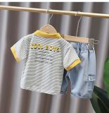 Trendy Kids Short Sleeve Turndown Collar Shirt Shorts Boy Fashionable Summer Suits