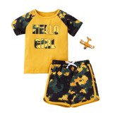Summer Yellow Children's Clothes Children's Clothing Short-Sleeved T-Shirt Shorts Two Piece Set