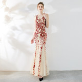 Elegant Long Sequins Plus Size Beauty Formal Party Evening Dress