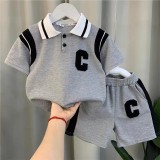 Trendy Kids Short Sleeve Turndown Collar Shirt Shorts Boy Fashionable Summer Suits
