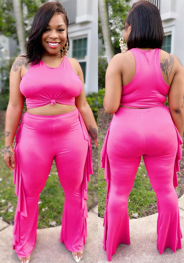 Fashion Women's Clothing Solid Color Tank Top Trousers Two-Piece Set
