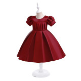 Children's Dress Girls Puff Sleeve Performance Princess Dress