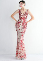 Elegant Long Sequins Plus Size Beauty Formal Party Evening Dress