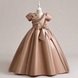 Children's long dress skirt short-sleeved girl princess dress