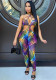Women's Digital Printing Halting Neck Sexy Jumpsuit
