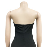 Women's Solid Color Sexy Strapless See-Through Mesh Bodycon Dress