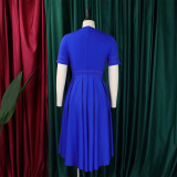Plus Size Women's Summer Chic Elegant Oversized A-Line Short Sleeve Dress