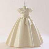 Children's long dress skirt short-sleeved girl princess dress