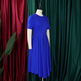 Plus Size Women's Summer Chic Elegant Oversized A-Line Short Sleeve Dress