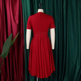 Plus Size Women's Summer Chic Elegant Oversized A-Line Short Sleeve Dress
