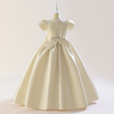 Children's long dress skirt short-sleeved girl princess dress