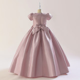 Children's long dress skirt short-sleeved girl princess dress