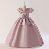 Children's long dress skirt short-sleeved girl princess dress