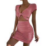 Women Summer Sexy V-Neck Short Sleeve Bodycon Dress