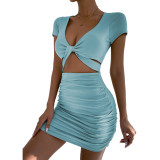 Women Summer Sexy V-Neck Short Sleeve Bodycon Dress