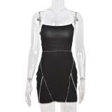 Women's Spring Summer Tie Low Back Sleeveless Halter Neck Bodycon Dress