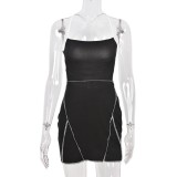 Women's Spring Summer Tie Low Back Sleeveless Halter Neck Bodycon Dress