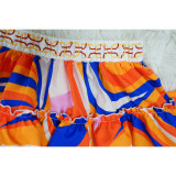Women's Sexy Strapless Low Back Printed Two-Piece Skirt Set